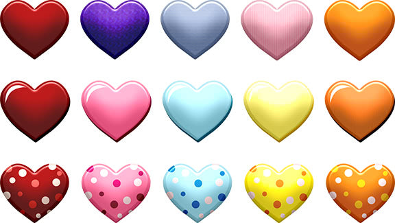 Hearts decorated for a Dock Band Helmet