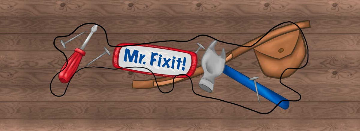 carpenter doc band wrap printed with mr fix it.