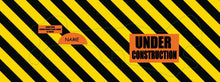 Load image into Gallery viewer, Under construction doc band wrap printed with caution yellow and black stripes, your child&#39;s name and the words under construction.
