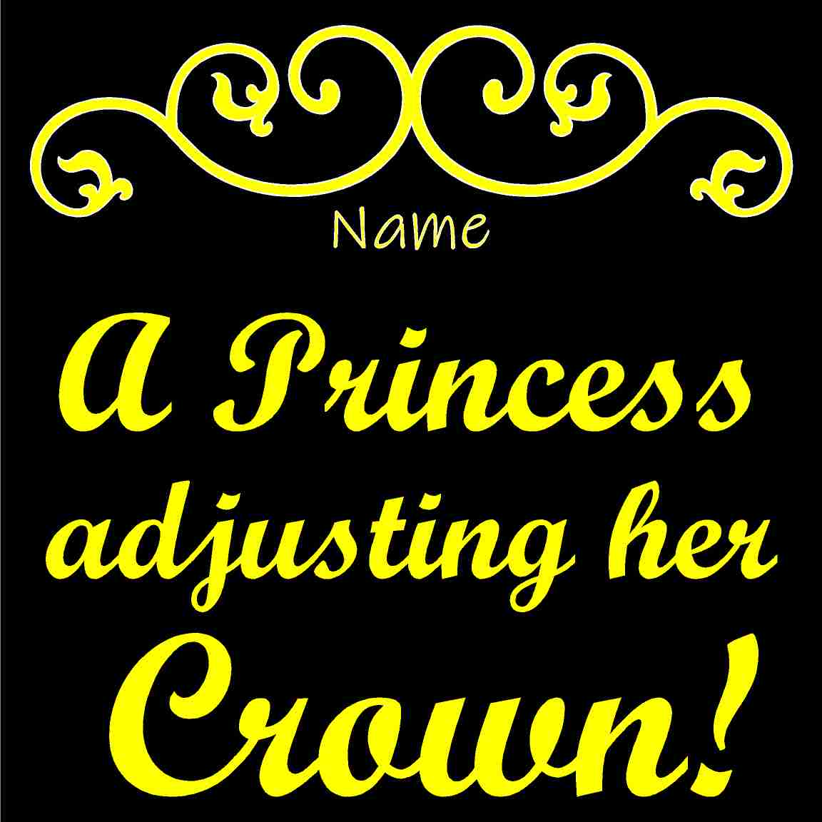 doc Band Stickers printed with your child's name, and the words A Princess adjusting her crown. The color is yellow.