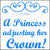 doc Band Stickers printed with your child's name, and the words A Princess adjusting her crown. The color is baby blue.