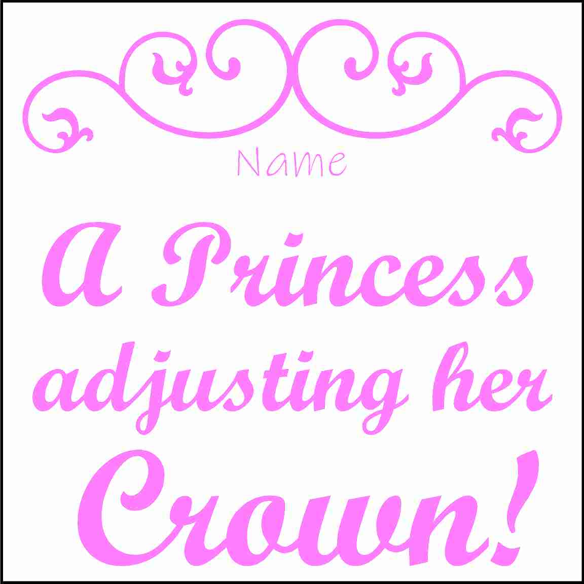 doc Band Stickers printed with your child's name, and the words A Princess adjusting her crown. The color is pink.