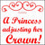 doc Band Stickers printed with your child's name, and the words A Princess adjusting her crown. The color is red.