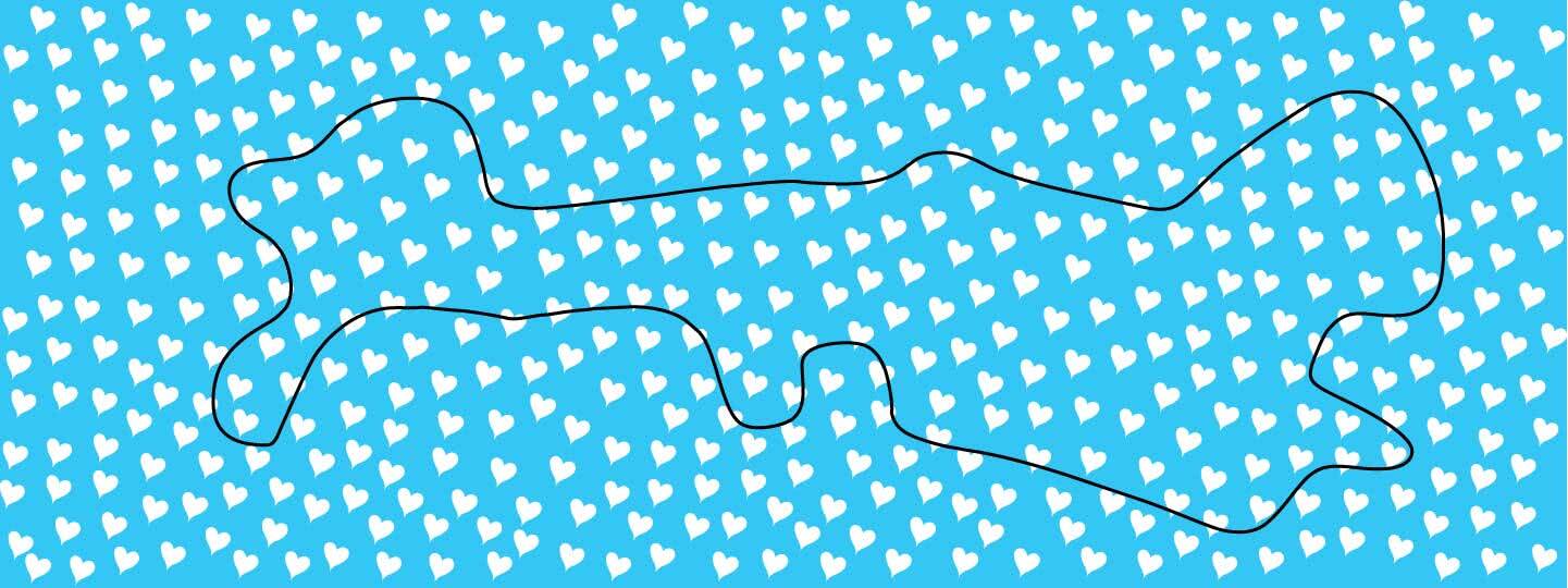 cranial helmet wrap printed with multiple white hearts with a background color of light blue.