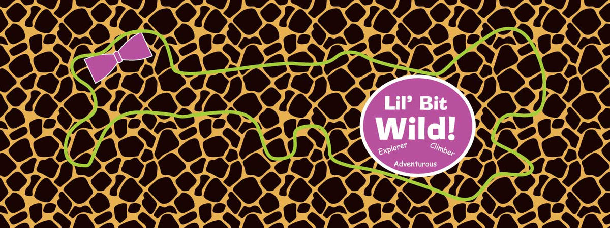 doc band wrap printed with animal print, a bow and lil&#39; bit wild in violet