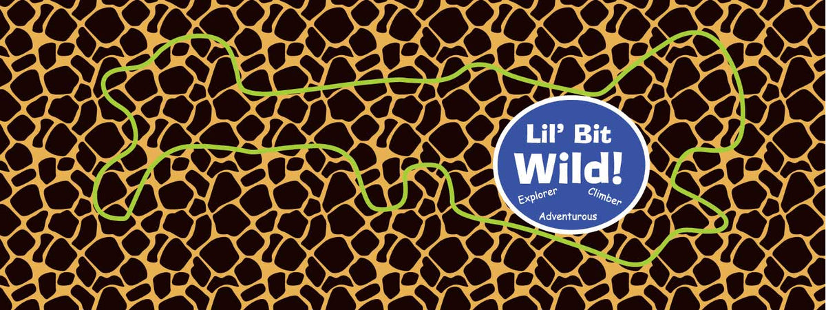 doc band wrap printed with animal print, a bow and lil&#39; bit wild in blue