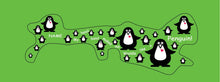 Load image into Gallery viewer, penguine doc band wrap printed with penguins and my head makes me waddle like a penguin. background color is bright green

