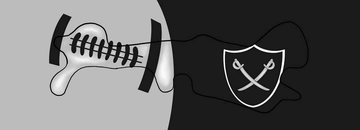 Las Vegas Raiders Football Inspired Doc Band Wrap with doc band outline