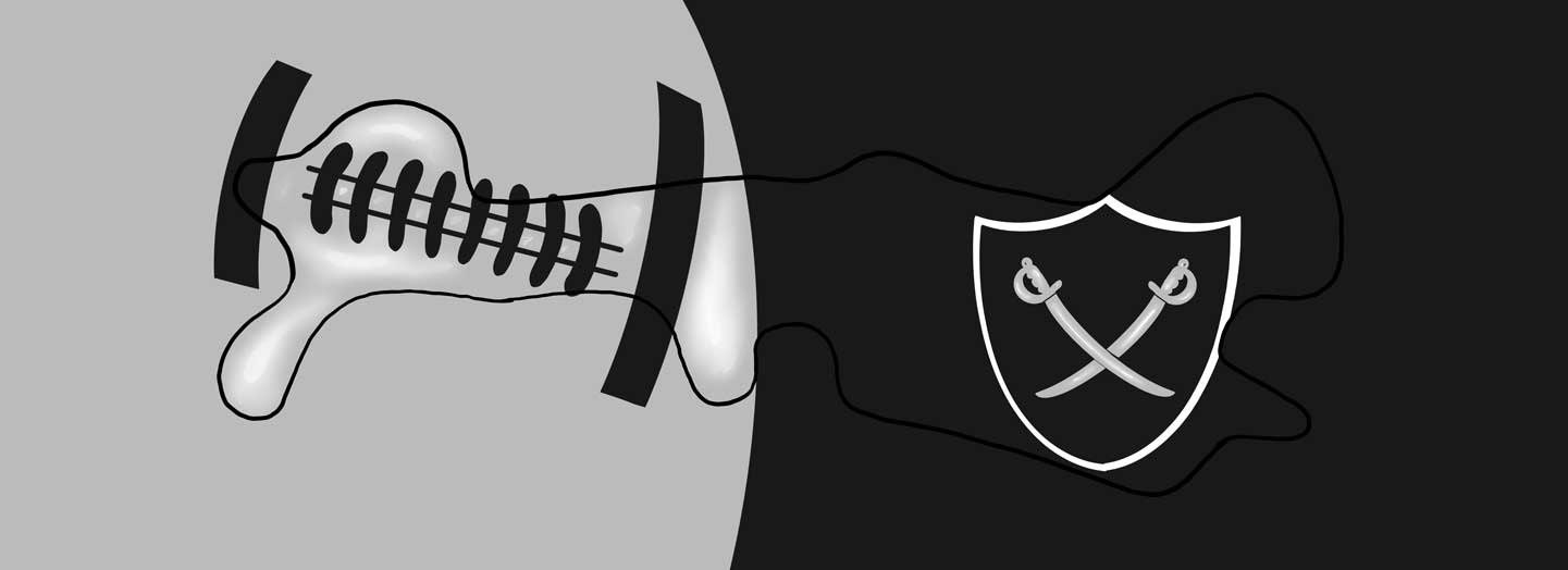 Las Vegas Raiders Football Inspired Doc Band Wrap with doc band outline