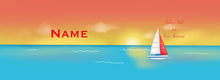 Load image into Gallery viewer, Nautical Sunrise Boat Inspired New Horizons Doc Band Wrap ready to print and apply to a doc band.
