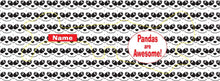 Load image into Gallery viewer, Doc Band Wrap with panda face tiled background, printed with your child&#39;s name and the words Pandas are Awesome!
