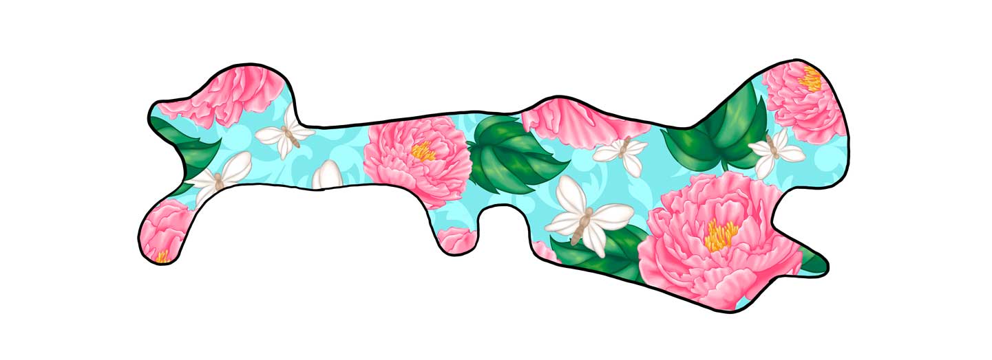 cranial helmet decal with floral print