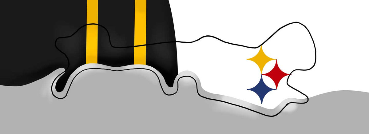 Pittsburgh Steelers Football Inspired Doc Band Wrap with doc band outline