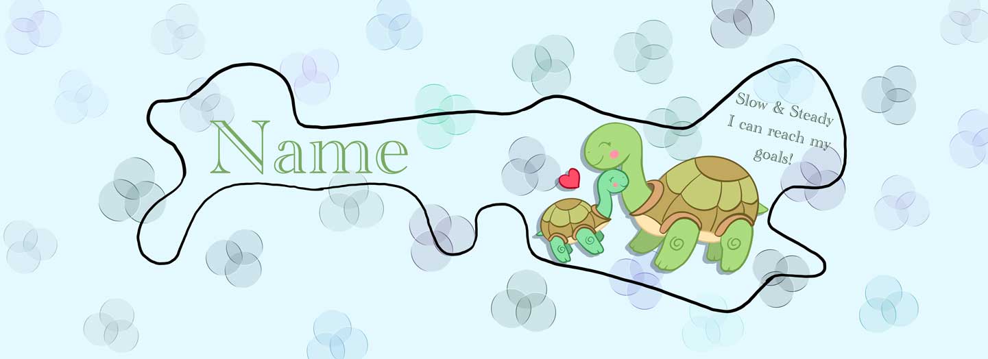 Reach My Goals Turtle Inspired Doc Band Wrap with doc band outline