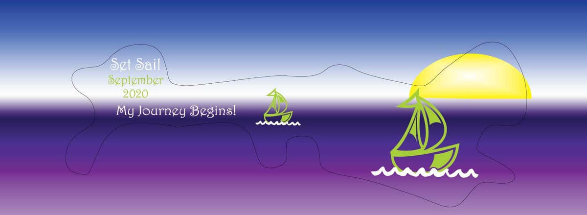 Set Sail my journey begins doc band wrap with custom date and lime boats.