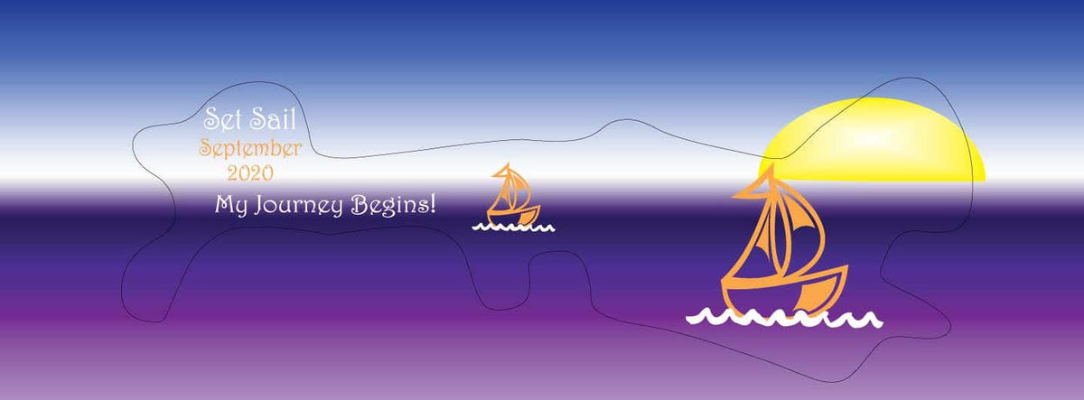 Set Sail my journey begins doc band wrap with custom date and orange boats.