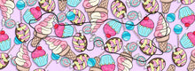 Load image into Gallery viewer, Sweets Ice Cream Cupcakes Candy Doc Band Wrap has the doc band outline in the image.

