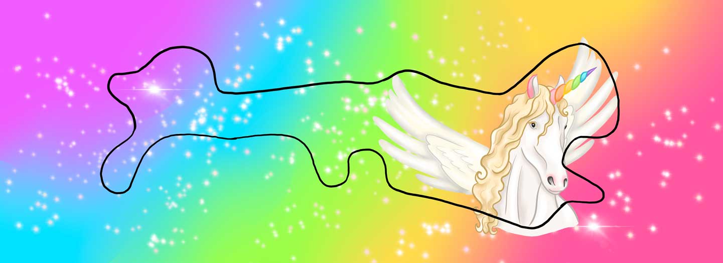 Unicorn Doc Band Wrap with outline of doc band in image.